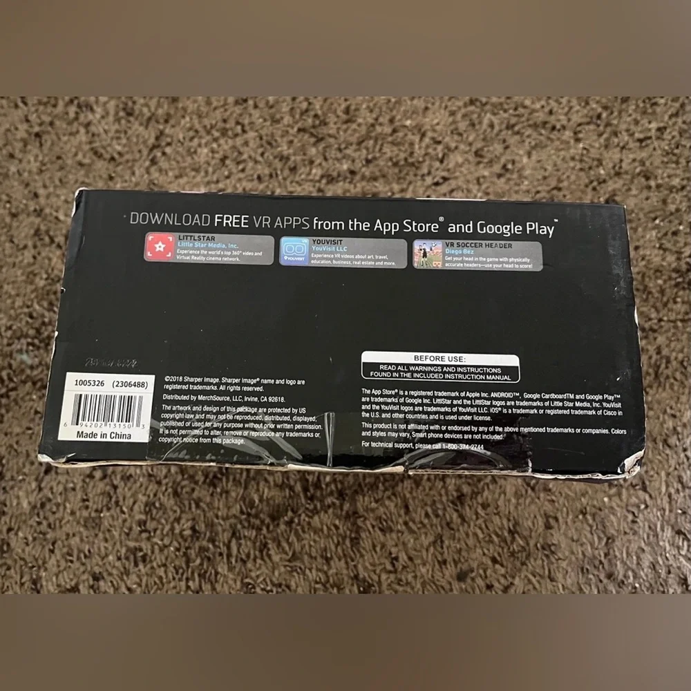 Sharper Image Black Virtual Reality Headset With Built-in Headphones